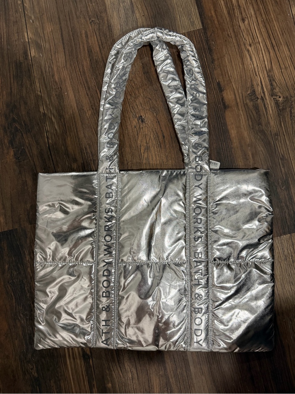 Bath & Body Works Metallic Silver Quilted Tote